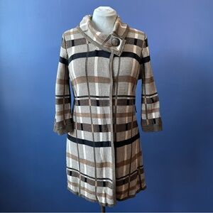 NIC+ZOE Plaid Silk Cotton Knit Sweater Medium